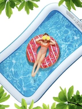 NIB Inflatable Swimming Pool, Santabay 96" X 56" X 22" Full-Sized Family New